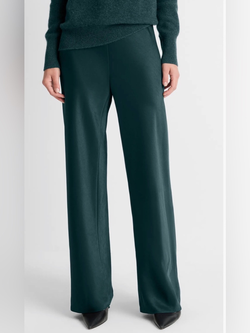 NWT Vince Colette Satin Bias Wide Leg Pants Juniper XL $368